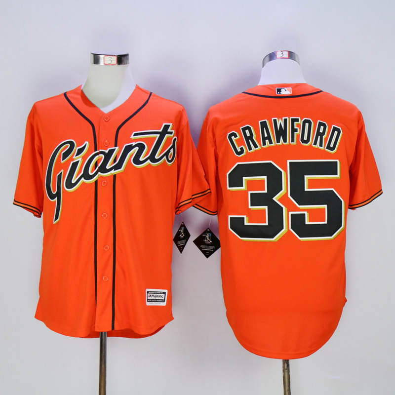 Men San Francisco Giants 35 Crawford Orange MLB Jerseys